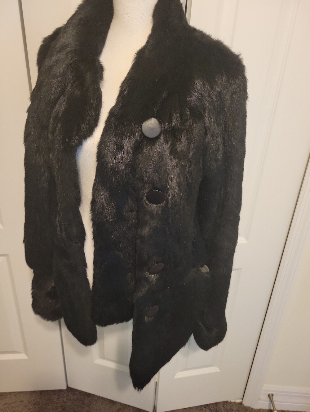 Vintage Black  Fur Women's Coat Small/med